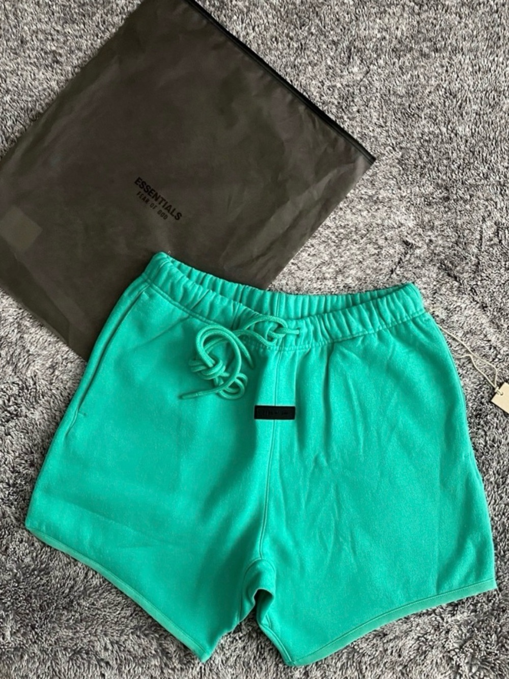 Men’s Fear of God Essentials Shorts, Mint Leaf, New w/ Tags